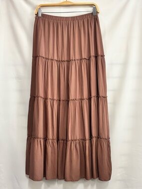 Women's Tiered Maxi Skirt in Brown